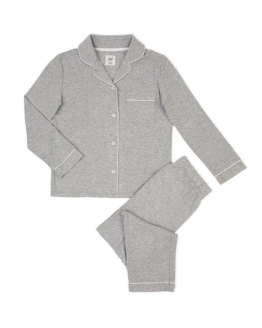 Kids' Grey Modal Button Up Long Pyjama Set
